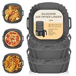 YOGINGO 3Pcs Silicone Air Fryer Liners 3-7L, Reusable Air Fryer Accessories Food Grade Silicone Greaseproof Airfryer Baking Tray Basket Rack Kitchen Gadgets Essentials Ninja, Tower, COSORI