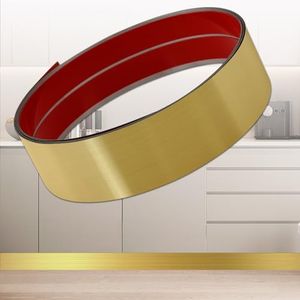 Stainless Steel Kick Plate, Peel and Stick Kickplate Base Cover, Baseboard Molding Trim for Wall, Door, Kitchen Cupboard, Dishwasher Toe - Anti-Scratch Protection (9.8ft x 3.9in, Brushed Gold)