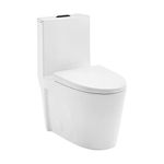 Swiss Madison St. Tropez One Piece Elongated Toilet Dual Tornado Flush, Black Hardware