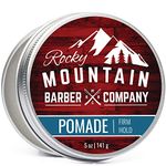 Rocky Mountain Barber Company Pomade for Men -Made in Canada - 5 oz Tub Classic Styling Product with Strong Firm Hold for Side Part, Pompadour & Slick Back Looks -High Shine & Easy to Wash Out -Water Based