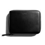 DailyObjects Leather Large Travel Digital Accessories Storage Bag | Portable Gadget Organizer Case | Zippered Tech Kit Organizer Pouch - Black