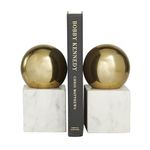 Deco 79 CosmoLiving by Cosmopolitan Marble Orb Bookends, Set of 2 4" W, 7" H, Gold