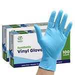 [200 Count] Synthetic Vinyl Blend Disposable Gloves Non-Sterile, Powder & Latex Free, Safety Work Gloves - Medium