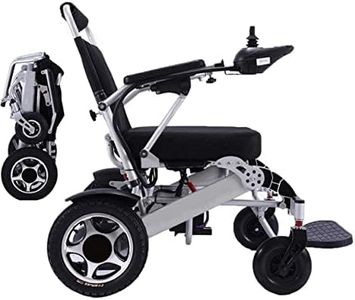 WBDZ Silla de ruedas eléctrica portátil plegable ligera plegable Potente motor dual Silla de ruedas compacta con ayuda de movilidad - Pesa solo 59 lbs con batería - Soporta 150kg/a