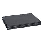 Argon Tableware Slate Serving Platter - Rectangle - 30 x 20cm - Pack of 4 - Black Natural Slate Rustic Raw Cut Serving Platter Fruit Savoury Placemat Cheese Board with Soft Padded Feet