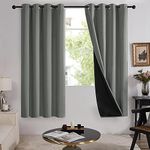 Deconovo Double Layer Full Blackout Curtains for Bedroom 54 Inch Drop, Thermal Curtains Eyelet, Windproof Soundproof Curtains with Black Lining, 52 x 54 Inch(Width x Length), Light Grey, 2 Panels