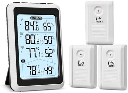 AMIR Wireless Weather Station, Digital Thermometer Hygrometer Indoor Outdoor with 3 Remote Sensors, Max/Min Record, Backlight, Temperature Gauge Humidity Monitor for Patio, Home, Garage, Greenhouse