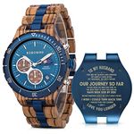 2win Mens Personalized Engraved Wooden Watches Fashion Multifunction Custom Watch Birthday Anniversary Wood Watches for Husband Boyfriend Dad Him Son with Gift Box, A-TO MY HUSBAND, wooden watch