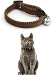 Furry Breakaway Cat Collar with Bell, Adjustable 7.87"-11.78" Kitten Collar, Suitable for All Types of Cats and Small Dogs (M, Brown)