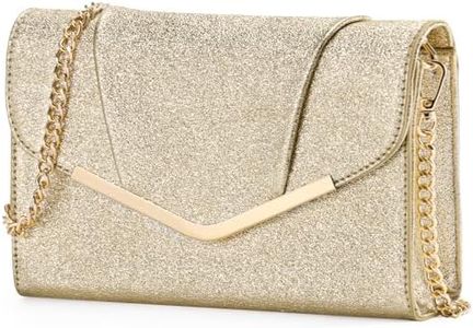 Vaschy Clutch Purse for Women,Fashion Envelope Evening Small Formal Handbag Foldover Crossbody Shoulder Bag for Wedding,Party Golden Glitter