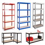 Boltless Shelving Storage Racking Kit 180cm Tall 90cm Wide - 5 Tier Straight Shelving Racks Silver Galvanised Heavy Duty Garage Shed Celler Shop Storage