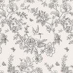 Black and Cream White Floral Wallpa