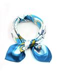 sourcing map Women Square Shaped Flower Pattern Daily Wearing Scarves Blue White