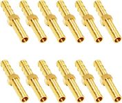 JoyTube Brass Hose Barb Fitting Metals Splicer Mender, 1/4" Barb Hose Union Fuel Gas Water Air (Pack of 12)