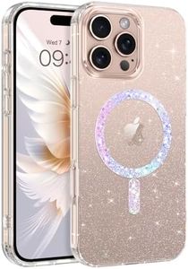 YINLAI Coque à Paillettes pour iPhone 16 Pro Max, Magnétique Compatible avec MagSafe, Etui Bling Cristal Housse de Téléphone Antichoc Anti-Rayures Case pour iPhone 16 Pro Max 6.9", Transparente