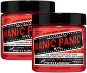 Manic Panic Pretty Flamingo Hair Dye - Classic High Voltage - (2PK) Semi Permanent Hair Color - Warm Pink With Orange Undertones - Glows in Blacklight – Vegan, PPD & Ammonia Free - For Hair Coloring