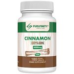 Ceylon Cinnamon Tablets 4000mg - 180 Tablets - Blood Sugar Control Supplement - Made at GMP Standards - High Strength Cinnamon Supplement - FuelFinity® - Vegan (1 Pack)