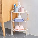 wolpin Bathroom Shelf Stand Plastic 3 Tier Shelves with Hooks Corner Kitchen Bathroom Multipurpose Holder Bathroom Storage Rack Box Strong Shower Rack Shelf