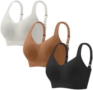 YAFINMO Sports Bras for Women High Support Wireless Bras No Underwire Push Up Full Coverage Bra Seamless Crossover Bra 3PCS