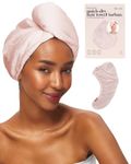 Kitsch Microfiber Hair Towel Wrap for Women – Ultra Absorbent Microfiber Bath Towels for Wet, Curly, Long or Short Hair – Anti-Frizz Hair Wrap, Great Hair Care Gifts for Women – Blush