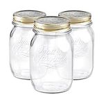 Bormioli Rocco Quattro Stagioni Glass Storage Jars - Traditional Kitchen Food Canister with Screw Top Lid - 500ml - Pack of 3