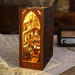 DIY Book Nook Kit, 3D Wooden Puzzle Bookend with LED Light, Magic Book House Model Building Kit, DIY Miniature Dollhouse Book Nook, Stand Bookshelf Insert DIY Art Bookends Decor, Home Decorative Books Ornaments for Kids Adults