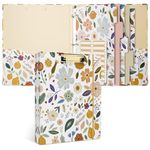 Vienrose 3 Ring Binder 1 inch Rings, Cute Binder with Clipboard for Letter Size Paper, with Tab Dividers and File Folder Labels for School Office and Work, Wildflowers