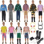 ZTWEDEN 20 Pcs Doll Clothes for Ken Doll Include 10 Different Set Wear Clothes Shirt Jeans Beach Shorts for Ken Barbie Doll