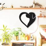 300Sparkles Dog Heart Shape Wooden Wall Decor Hanging Frame for Home Living Room Pet House Decorative Item for Dogs Lover Friends and Family Black (Style-7)