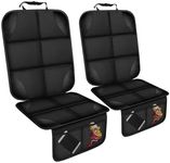 OpNelDum Car Seat Protector for Child, Thick Padding Seat Protector Under Baby, 600D Waterproof Non-Slip Fabric for Child and Pet with Pockets (Black 2 pcs)
