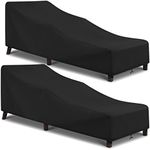 Arcedo Waterproof Patio Chaise Lounge Covers, Outdoor Lounge Chair Covers, Outdoor Patio Furniture Cover for Poolside Beach, All Weather Protection, 80" x 30” x 26" H, Black, 2 Pack