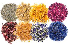 A D Food & Herbs Combo of Dried Lavender/Butterfly Pea/Marigold/Rose/Hibiscus/Blue Corn/Chamomile/Calendula Flower Petals Aromatic Edible for Homemade Lattes,Tea Blends,Bath Salts,Each Pack (20 GMS)