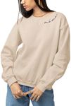 WAOOZ CUSTOM Embroidered Mama Sweatshirt for Women Crewneck Loose Fit Mama Sweatshirt Long Sleeve Casual Pullover Tops, Sand, X-Large