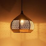 ExclusiveLane 'Moroccan Paradise' Hand-Etched Iron Wall Pendant Light for Living Room & Ceiling Hanging Lights for Home Decoration (Without Bulb) (8 Inch, Matte Finish)(Corded Electric)