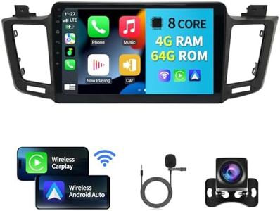Radio for Toyota RAV4 2013-2018 Car Stereo 10.1 inch Touch Screen Wireless Carplay & Android Auto - (8 Core 4GB+64GB) Head Unit Bluetooth Backup Camera RDS,FM,WiFi GPS Navigation