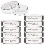 stonylab 10pk Glass Petri Dishes, 60x15 mm Autoclavable Borosilicate Glass Cell Culture Dishes Petri Dishes with Clear Lid for Laboratory