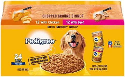 PEDIGREE CHOPPED GROUND DINNER Adult Canned Soft Wet Dog Food Variety Pack, with Chicken and Beef, 13.2 oz. Cans 24 Pack