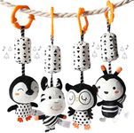 TUMAMA Black and White Baby Toys 0 3 6 9 12 Months High Contrast Newborn Toys Plush Hanging Rattles Toys for Carseat Stroller Play Mat Crib Tummy Time