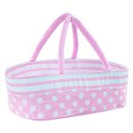 BABESIDE Reborn Baby Dolls Bassinet Foldable Baby Doll Crib Bed Soft Doll Carrier Doll Accessories with Handle for 17-22 inch Baby Dolls Girls(Pink)