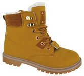 WOMENS LADIES FLAT FUR LINED GRIP SOLE WINTER ARMY COMBAT ANKLE BOOTS SHOES CAMEL 3 SIZE 6 UK