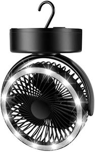 Odoland Portable Camping Fan with LED Lantern, Battery Operated Tent Fan Light Lamp with Hanging Hook for Camping, Hiking, Hurricane, Outages, Emergency Gear