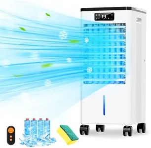 Portable Air Conditioners, 3-IN-1 Evaporative Swamp Cooler Air Conditioner, 4 Modes & 3 Speeds, 12H Timer, LED Display, Remote & Touch Control, 4 Wheels with Latches, Swamp Cooler for Bedroom,Indoor