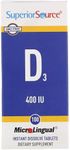 Superior Source Vitamin D3 400 IU - Offers Immune System, Brain & Nervous System Support - Aids Calcium Absorption for Teeth & Bone Health - Bariatric Friendly - 100 Sublingual Dissolving Tablets