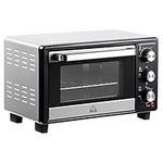 HOMCOM Mini Oven, 16L Countertop Electric Grill, Toaster Oven with Adjustable Temperature, 60 Min Timer, Crumb Tray, Baking Tray, Wire Rack, Tray Handle, 1400W, Silver