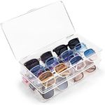 BOPai Acrylic Sunglasses Organizer with Lid, Stackable Glasses Storage Organizer - 2 Pack