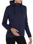 TCA Womens Revolution Tech Workout Thermal Running Hoodie Jacket with Zip Pockets and Thumbholes - Navy Marl, XL