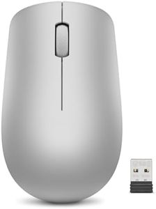 Lenovo 530 Wireless Mouse, Ambidextrous Design, Nano USB Connection, Compatible with Windows Laptops and PCs – Platinum Grey