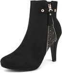 DREAM PAIRS Women's Cecile Black Platform High Heel Ankle Booties - 11 M US