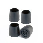 Hauscher Rubber 4 pcs Walker Tips 1 1/8'' Heavy Duty, Replacement Tips for Walkers, Commodes, Shower Chairs, Walking Sticks, Canes Legs, Cane Tips (Black)