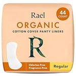 Rael Organic Cotton Cover Panty Liners - Unscented, Chlorine Free, Hypoallergenic, Light Absorbency, Pantyliners for Women, Vegan & Cruelty Free (Regular, 44 Count)